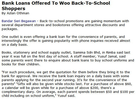 Borneo Bulletin article about our Bank Loan facility