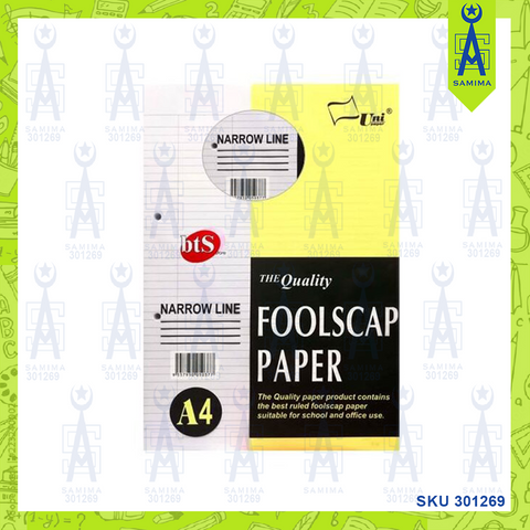 UNI FOOLSCAPE PAPER N/ LINE S-37 200'SHEET 70GSM