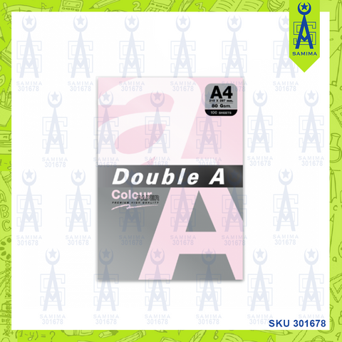DOUBLE A PREM COLOUR PAPER L/C PINK A4 80G 100'S