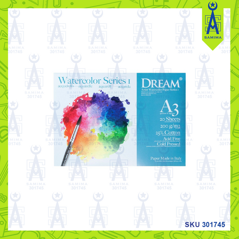DREAM WATER COLOUR PAPER A3 200GSM 20'S