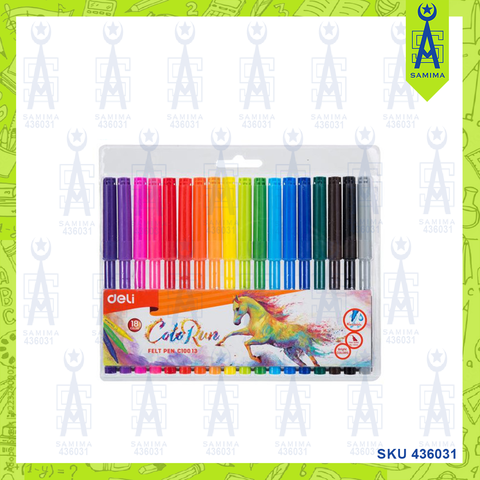 DELI C100 13 COLORUN FELT WASHABLE PEN 18CC