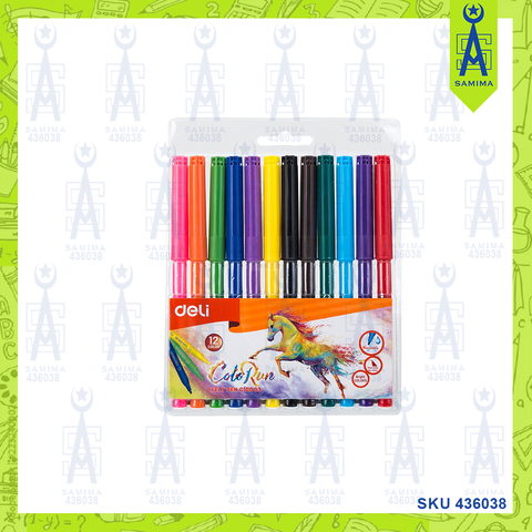 DELI C100 03 COLORUN FELT PEN 12'S