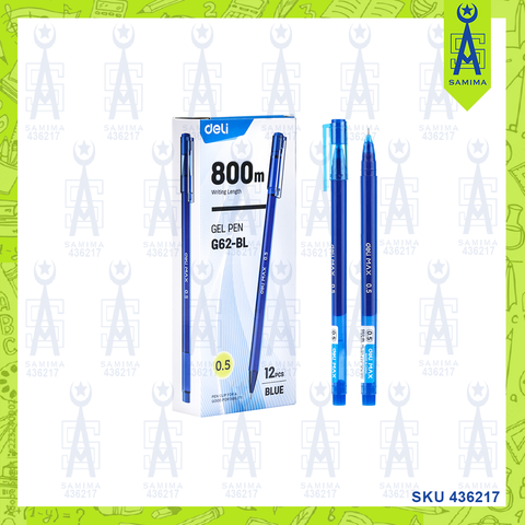 DELI G62-BLMAX GEL PEN BLUE 0.5MM 1'S