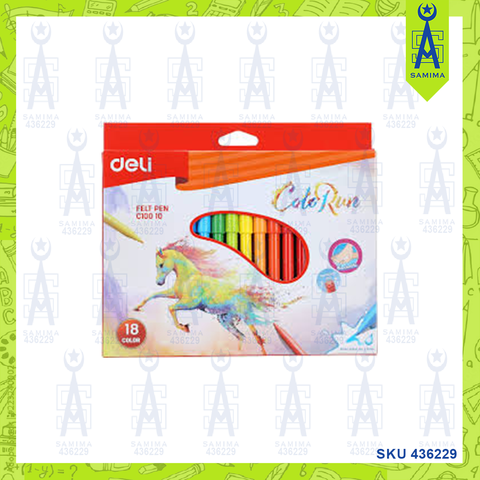 DELI C10010 COLORUN FELT PENS 18'S / BOX