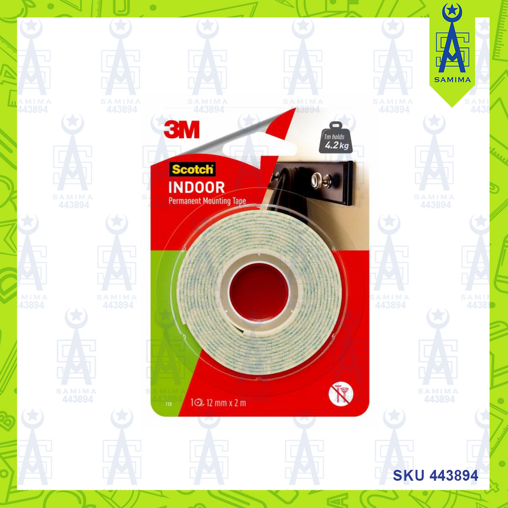 3M SCOTCH INDOOR MOUNTING TAPE 12MMX2M 110 Samima
