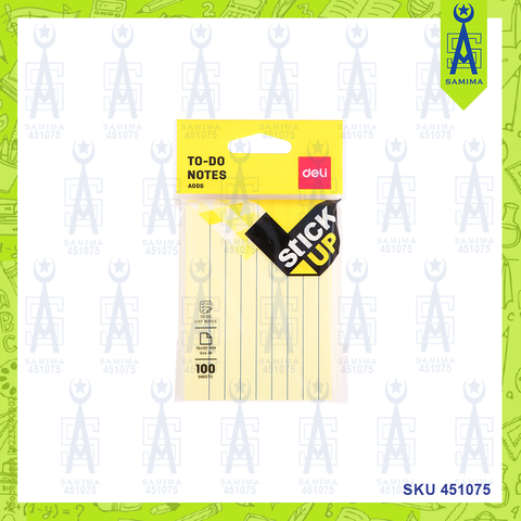 DELI STICK UP TO-DO NOTES LINED A0065 76X101MM 3X4