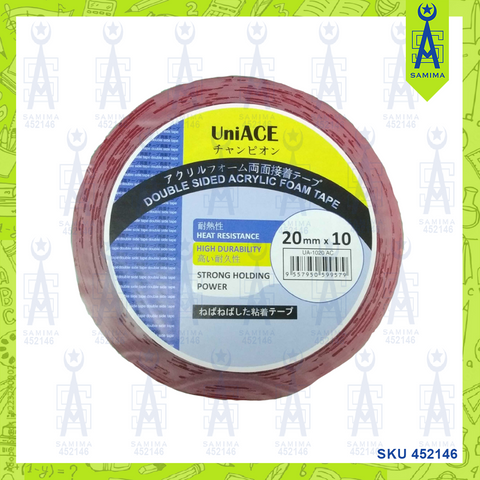 UNI ACE DOUBLE SIDED ACRYLIC FOAM TAPE 20MM X 10Y