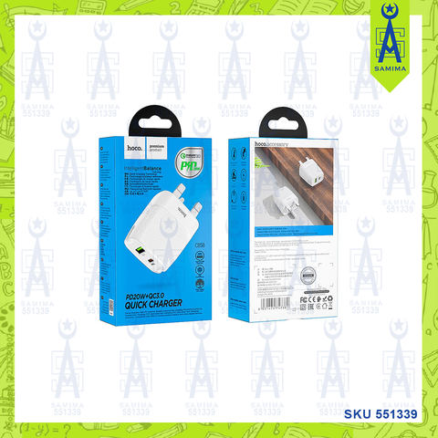 HOCO C85B BRIGHT DUAL PORT PD20W+QC3.0 CHARGER UK