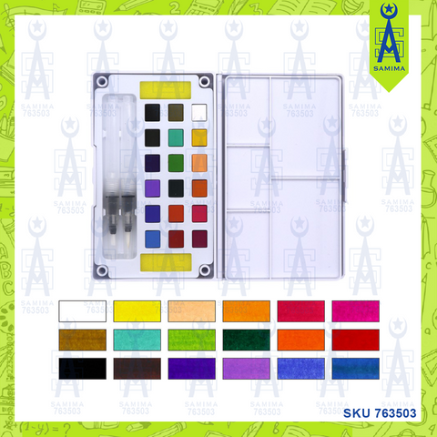 ART NATION SDW18 SOLID WATER COLOUR 18'S W/2 BRUSH