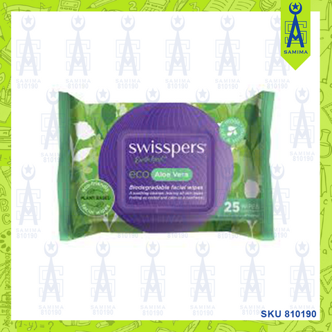 SWISSPERS ALOE VERA FACIAL WIPES 25'S / PACK