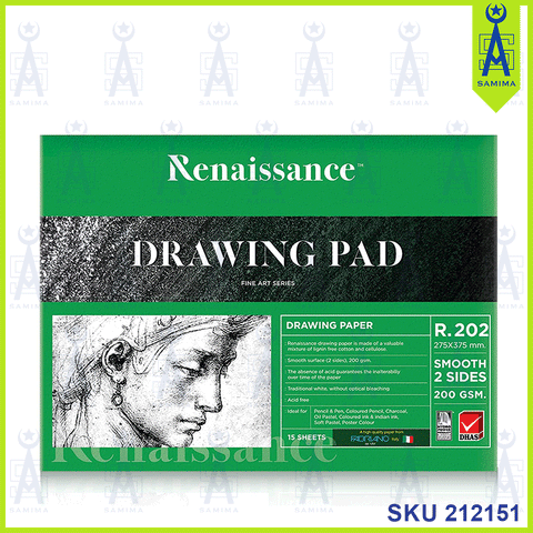 RENAISSANCE A3 DRAWING PAD FINE ART 200GSM 15'S