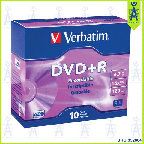 VERBATIM  DVD+R 4.7GB 16X 120MIN 10 PCS / PACK