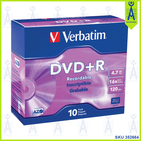 VERBATIM DVD+R 4.7GB 16X 120MIN 10 PCS / PACK