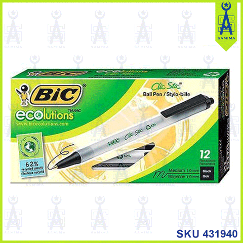 BIC ECO CLIC STIC BLACK 12'S