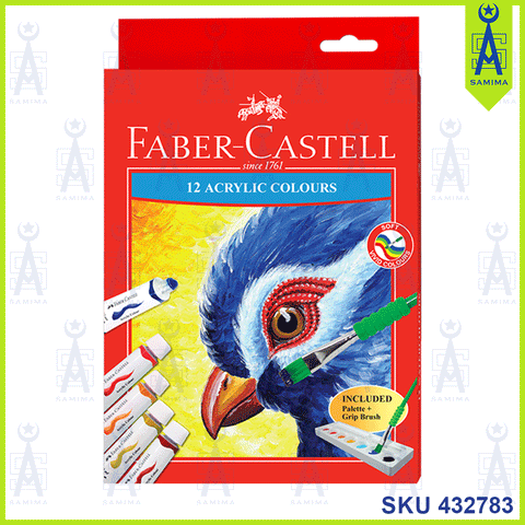 FABER CASTELL 572312 ACRYLIC COLOURS 12'S +PALETTE