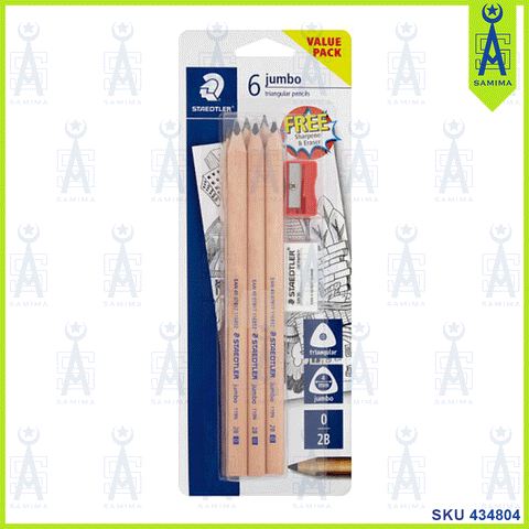STAEDTLER JUMBO NATURAL PENCILS 6'S+SHARP & ERASER
