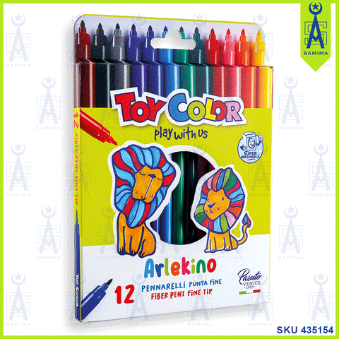 TOY COLOR SUPERWASHABLE ARLEKINO FIBRE PENS 12'S