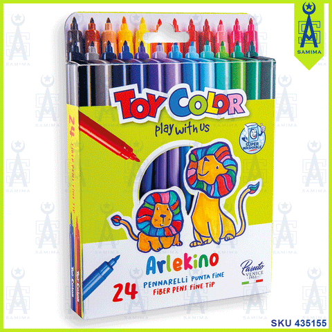 TOY COLOR SUPERWASHABLE ARLEKINO FIBRE PENS 24'S