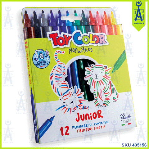 TOY COLOR SUPERWASHABLE JUNIOR FIBRE PENS 12'S