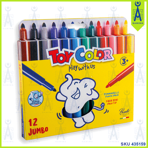 TOY COLOR SUPERWASHABLE JUMBO FIBRE PENS 12'S