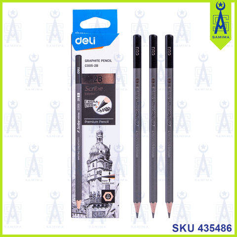 DELI C005-2B GRAPHITE PENCIL EXTRA DARK 2B 12'S