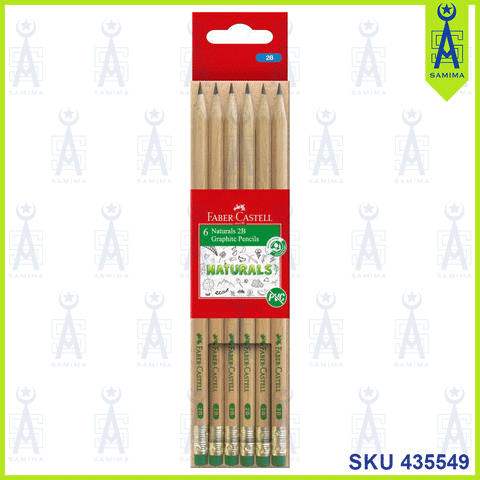 FABER CASTELL NATURALS GRAPHITE PENCILS 2B 6'S