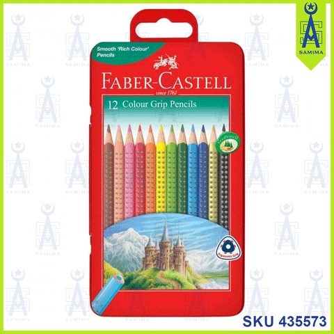 FABER CASTELL 116255 COLOUR GRIP PENCILS 12'S TIN