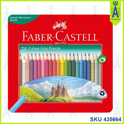 FABER CASTELL 116256 COLOUR GRIP PENCILS 24'S TIN