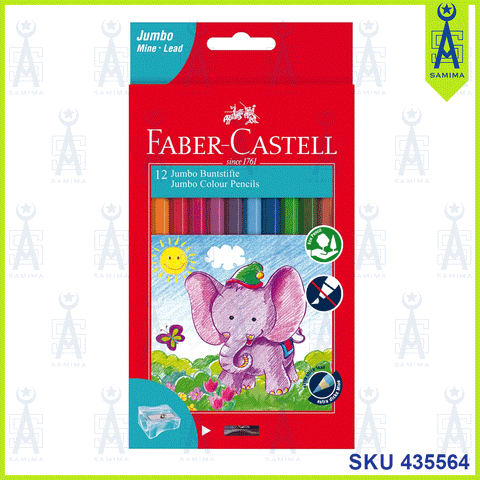 FABER CASTELL 111622 JUMBO COLOUR PENCILS 12'S+SHARPENER