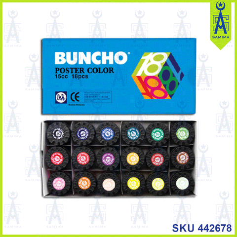 BUNCHO POSTER COLOUR 15CC 18 PCS