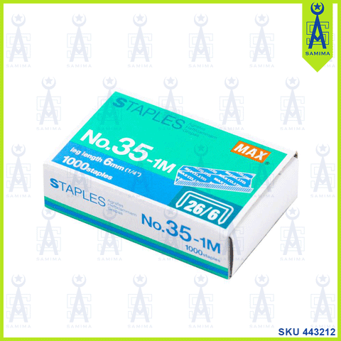 MAX No.35-1M Staples (6mm, 26/6) ,1000's for Stapler