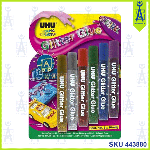 UHU YC GLITTER GLUE 6* 10ML ORIGINAL COLOUR