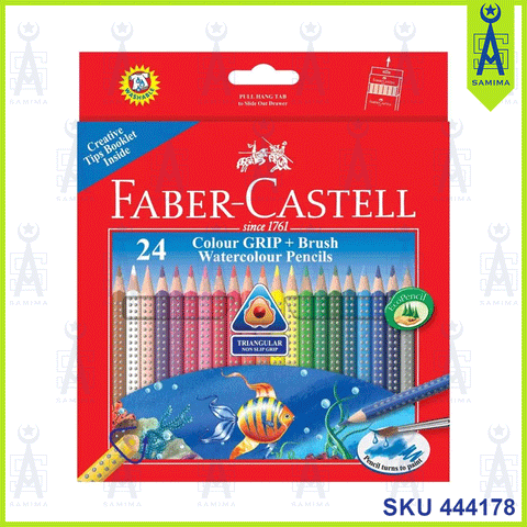 FABER-CASTELL COLOUR GRIP+BRUSH W/C PENCIL 24'S