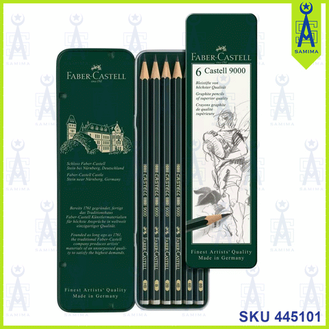 FABER CASTELL  9000 ART GRAPHITE PENCILS 6'S TIN