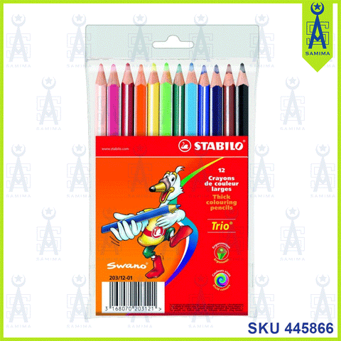 STABILO TRIO COLOUR PENCILS 3.8 MM S1867BT 12 'S