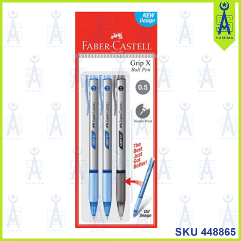 FABER CASTELL GRIP X BALL PEN 0.5 3'S 2BL+1BK