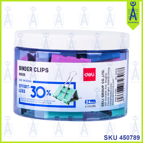 DELI 8553S COLOURFUL BINDER CLIP 32MM 24'S