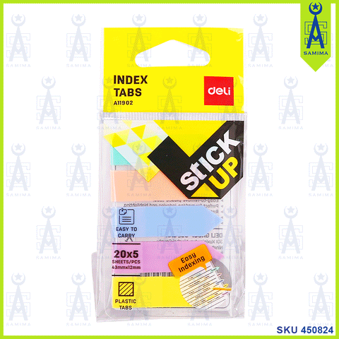 DELI  A11902 INDEX TABS 43 X 12MM 5 CLR
