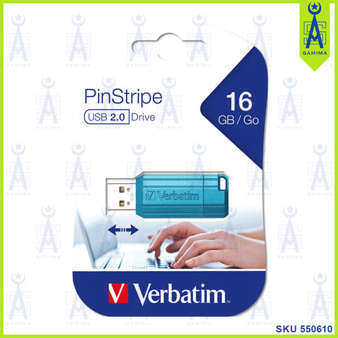 VERBATIM PIN STRIPE 16 GB CRBN BLUE PENDRIVE 2.0