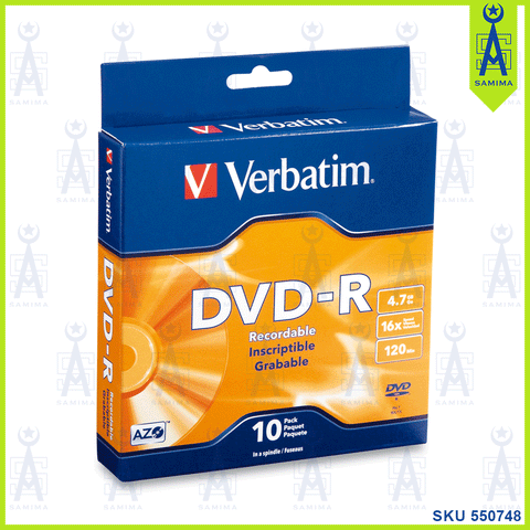 VERBATIM DVD-R 4.7 GB 16X 120 MIN 10'S/PACK 95099