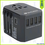 VERBATIM UNIVERSAL TRAVEL ADAPTER+4 USB PORT 65686