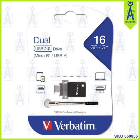 VERBATIM STORE N  GO DUAL USB 2.0 DRIVE 16GB 49842