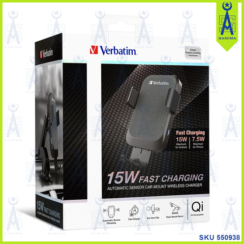 VERBATIM AUTO SENSOR CAR WIRELESS CHARGER 66196