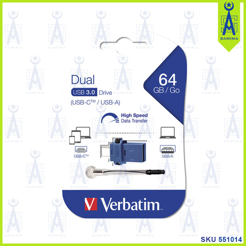 VERBATIM STORE N  GO DUAL USB 3.0 DRIVE 64GB 49967