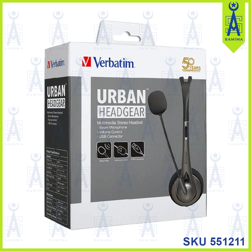 VERBATIM 66556 URBAN HEADGEAR STEREO HEAD SET W MI Samima