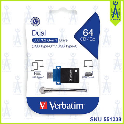 VERBATIM DUAL USB 3.2 GEN 1 64 GB 66796