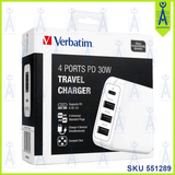 VERBATIM 4 PORT TRAVEL CHARGER PD30W 66321/20