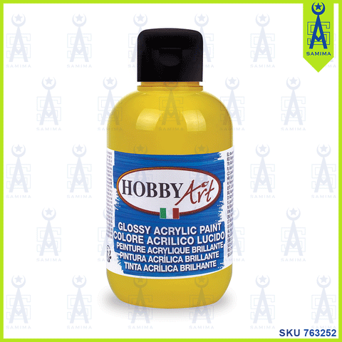 HOBBY ART  GLOSSY ACRYLIC PAINT  500ML YELLOW