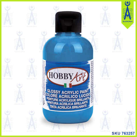 HOBBY ART GLOSSY ACRYLIC PAINT 500ML CYAN BLUE