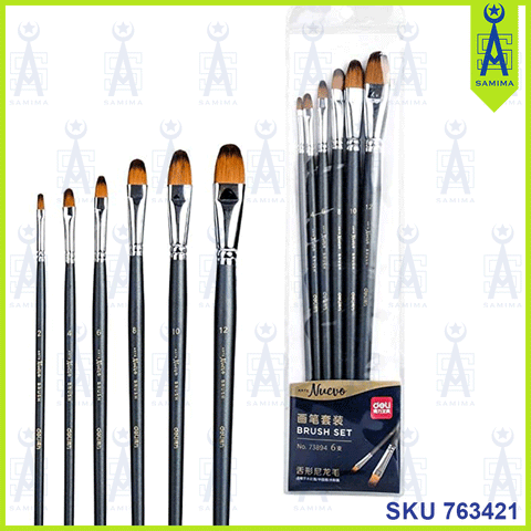 DELI 73894 NUEVO FLAT BRUSH SET 6'S